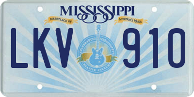 MS license plate LKV910