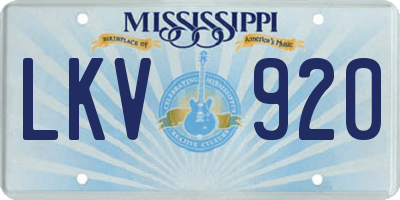 MS license plate LKV920