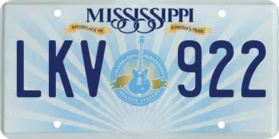 MS license plate LKV922