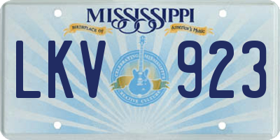 MS license plate LKV923