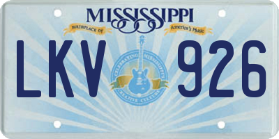 MS license plate LKV926