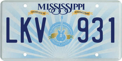 MS license plate LKV931