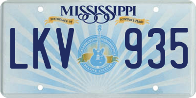 MS license plate LKV935