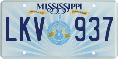 MS license plate LKV937