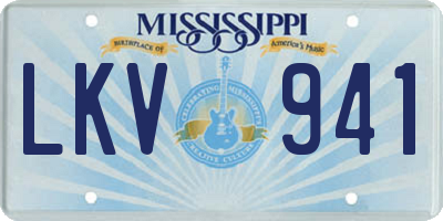 MS license plate LKV941