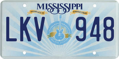 MS license plate LKV948