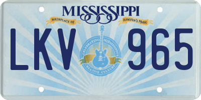 MS license plate LKV965