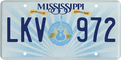 MS license plate LKV972