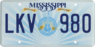 MS license plate LKV980