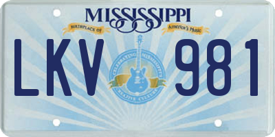 MS license plate LKV981