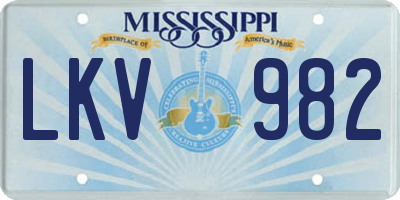 MS license plate LKV982