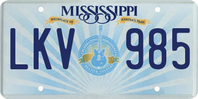 MS license plate LKV985