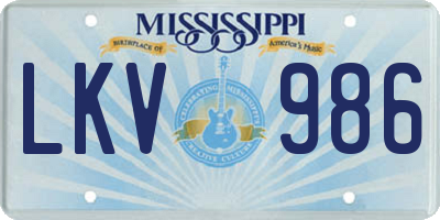 MS license plate LKV986