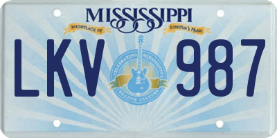 MS license plate LKV987