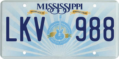 MS license plate LKV988