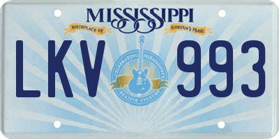 MS license plate LKV993