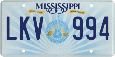 MS license plate LKV994