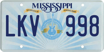 MS license plate LKV998