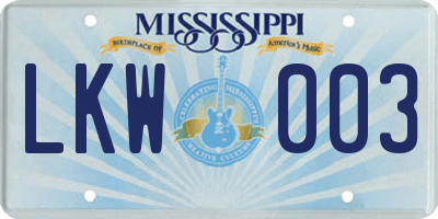 MS license plate LKW003