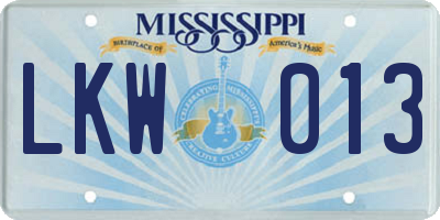 MS license plate LKW013