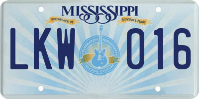 MS license plate LKW016