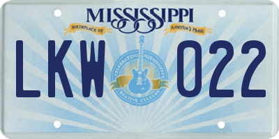 MS license plate LKW022