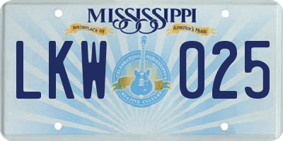 MS license plate LKW025