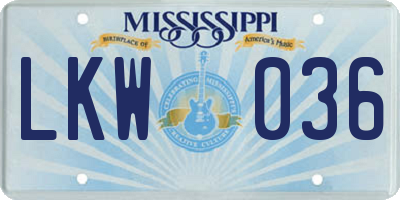 MS license plate LKW036