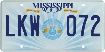 MS license plate LKW072