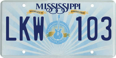 MS license plate LKW103