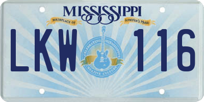 MS license plate LKW116