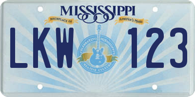 MS license plate LKW123