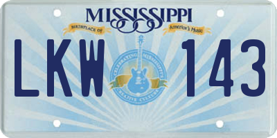 MS license plate LKW143