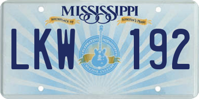 MS license plate LKW192
