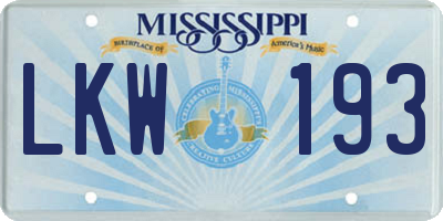MS license plate LKW193