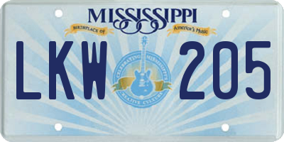 MS license plate LKW205