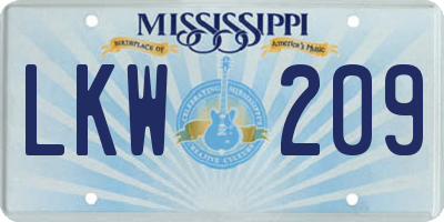 MS license plate LKW209