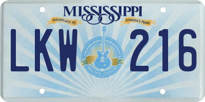 MS license plate LKW216