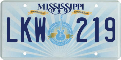 MS license plate LKW219