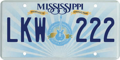 MS license plate LKW222