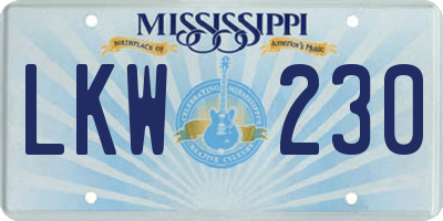 MS license plate LKW230