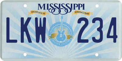 MS license plate LKW234