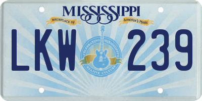 MS license plate LKW239