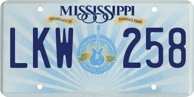 MS license plate LKW258