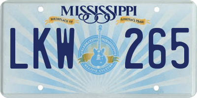 MS license plate LKW265