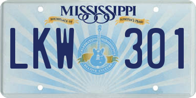 MS license plate LKW301