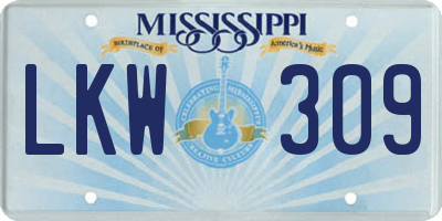 MS license plate LKW309