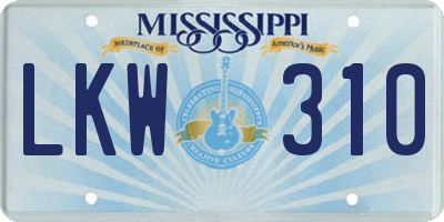 MS license plate LKW310