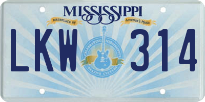 MS license plate LKW314