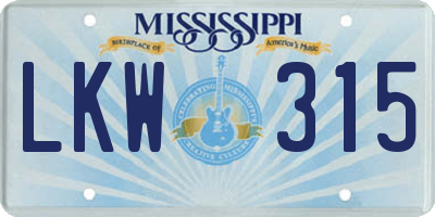 MS license plate LKW315
